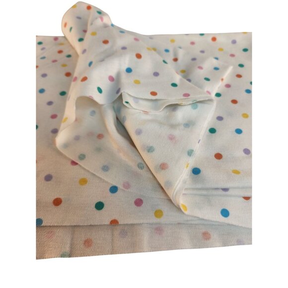 Rainbow Polka Dot White Stretch Knit Fabric 1 Yard X 60" Wide Sewing Material - Picture 3 of 9